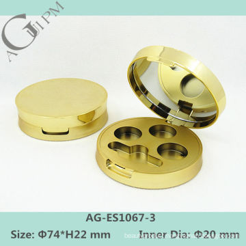 Golden Plastic Round Eye Shadow Case With Mirror AG-ES1067-3, AGPM Cosmetic Packaging , Custom colors/Logo